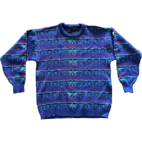 Vintage Women's Ski Sweater Ladies Large 100% Virgin Snowflake Winter Purple - Picture 1 of 5